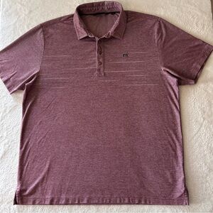 Travis Mathew Men's Polo Shirt XXL Red Striped Short Sleeve Lightweight Golf
